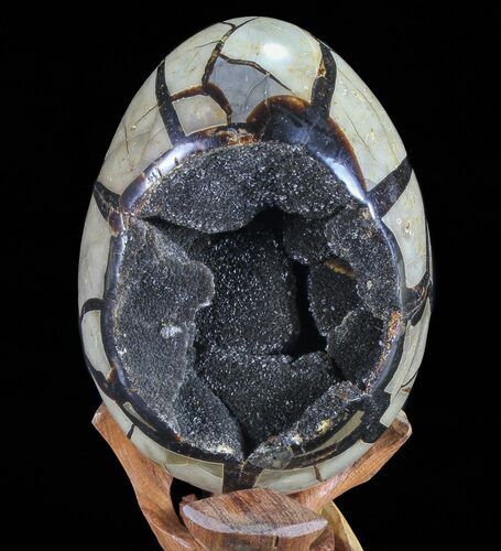 Septarian Dragon Egg Geode - Black Crystals #72051